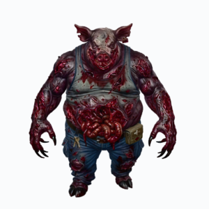 Pig Face Zombie 3D Model - Game-Ready Mutated Creature (.GLB / .GLTF)